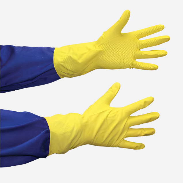 TEXTURED LATEX HOUSEHOLD CHEMICAL GLOVE - YELLOW 30CM