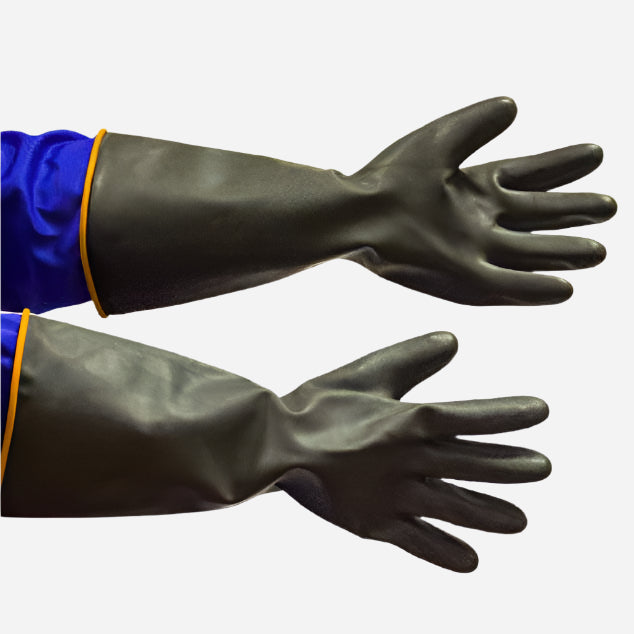 BLACK RUBBER CHEMICAL GLOVE - SMOOTH PALM 40CM